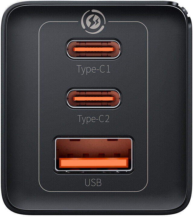 Baseus rychlonabíjecí adaptér GaN5 Pro, 2x USB-C, USB-A, 65W, černá_160388400