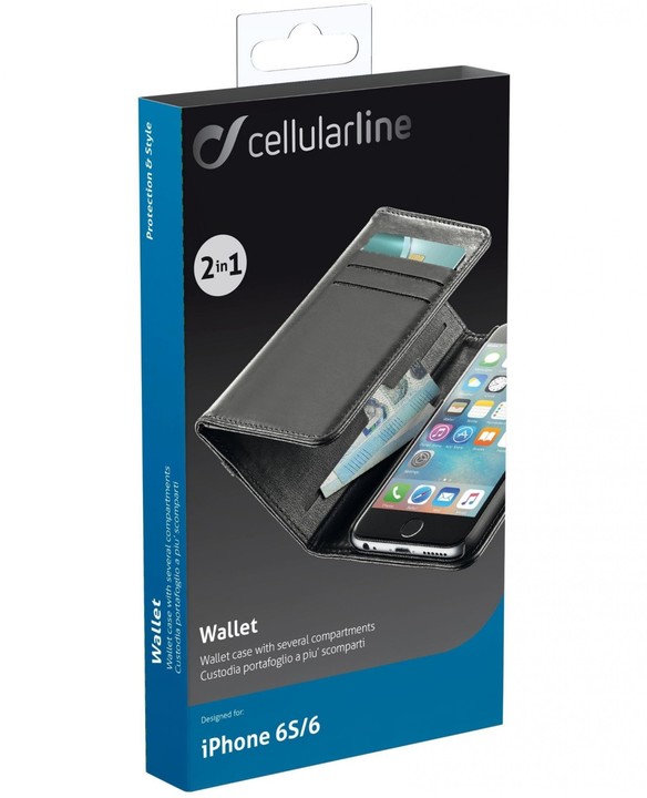 CellularLine WALLET pouzdro typu kniha s peněženou pro iPhone 6/6S, černé_251074417