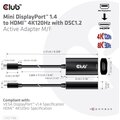 Club3D aktivní adaptér mini DisplayPort 1.4 na HDMI 4K@120Hz s DSC1.2, černá_1820025384
