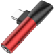 Baseus 90° adaptér USB-C/USB-C + 3.5mm jack, červeno/černá