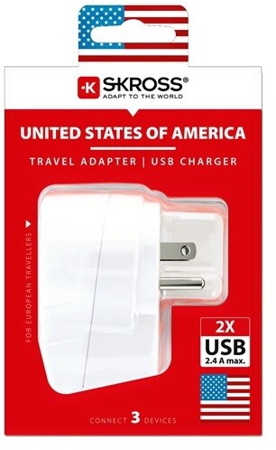 SKROSS cestovní adaptér USA 2x USB pro použití ve Spojených státech_2074479634