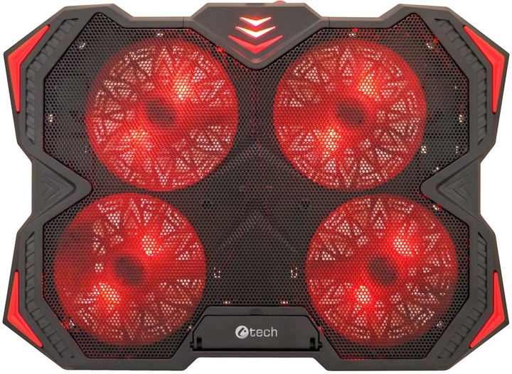 C-TECH Chladící podložka Zefyros (GCP-01R), casual gaming, 17,3", červené podsvícení