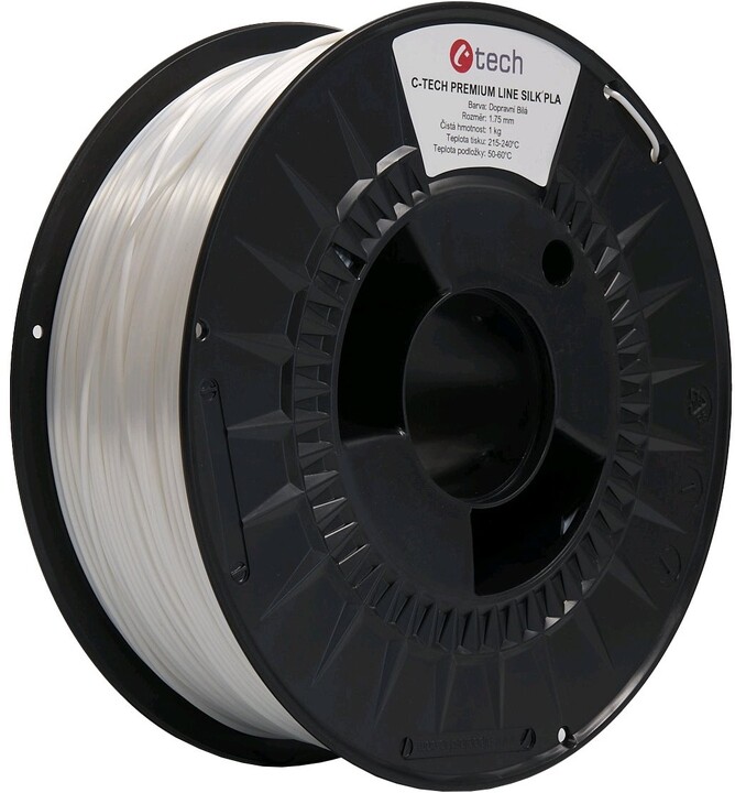 C-TECH PREMIUM LINE tisková struna (filament), Silk PLA, 1,75mm, 1kg, dopravní bílá_1145248333