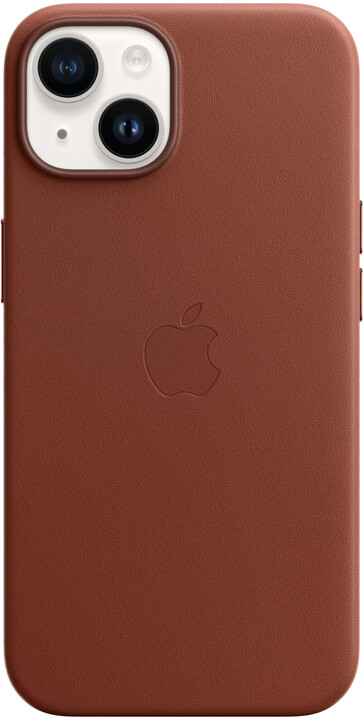 Apple kožený kryt s MagSafe pro iPhone 14, cihlově hnědá_597878636