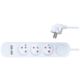 Solight prodlužovací přívod, 3 zásuvky, USB 2.4A, bílý, 3 x 1mm2, vypínač, 2m