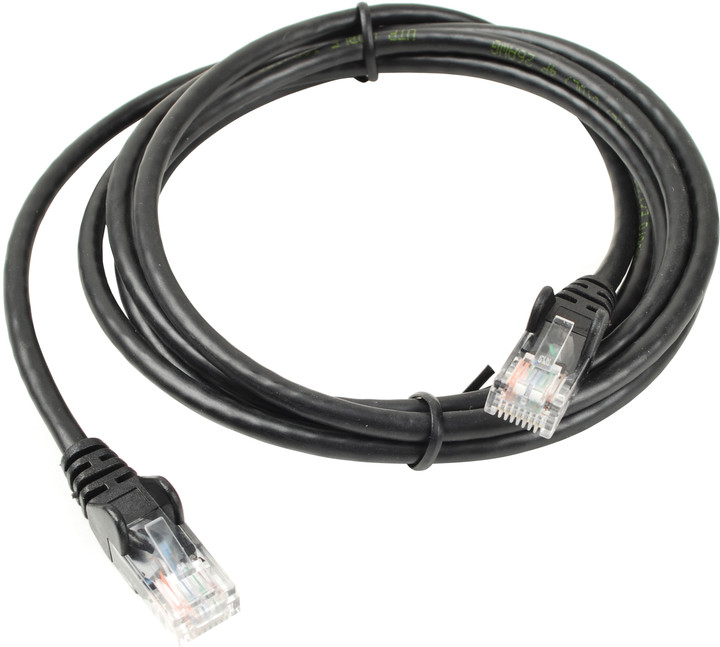 UTP kabel rovný kat.6 (PC-HUB) - 10m, černá
