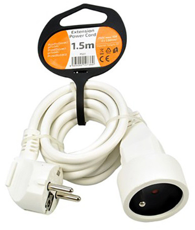 Solight prodlužovací kabel - spojka, 1 zásuvka, bílá, 1,5m