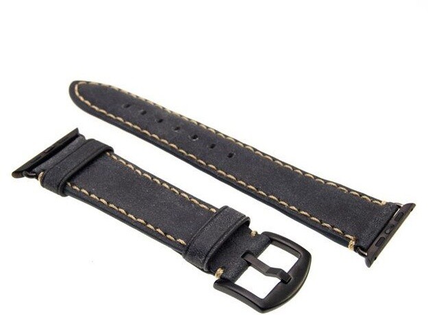 FIXED Berkeley kožený řemínek pro Apple Watch 42mm a 44mm s černou sponou, uhlově černý_580807601
