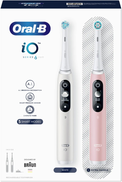 Oral-B magnetický zubní kartáček iO Series 6 Due White/Pink Sand_959047409