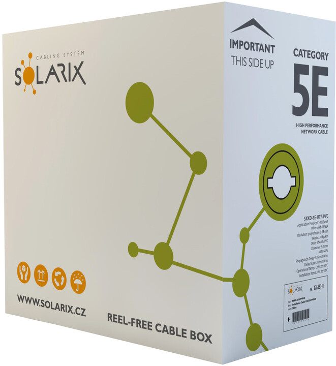 Solarix instalační kabel CAT5E UTP PVC E 500m/box SXKD-5E-UTP-PVC_572743082