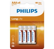 Philips baterie AAA LongLife zinkochloridová - 4ks, blister_656354073