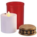 Emos LED hřbitovní svíčka červená, 2x C, venkovní i vnitřní, teplá bílá, senzor_1142637722