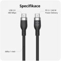 Hyper® nabíjecí kabel Silicone USB-C, 240W, 1m, černá_1411052557