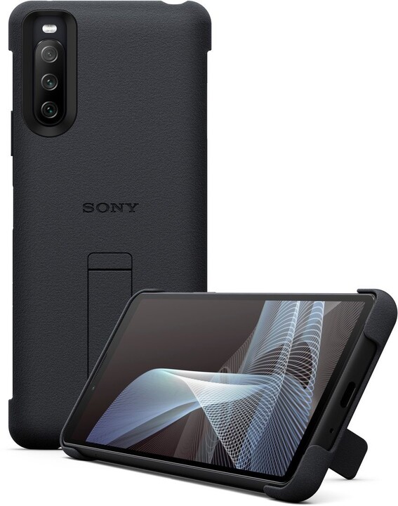 Sony zadní kryt pro Sony Xperia 10 III 5G se stojánkem, antibakteriální, černá_1689090312
