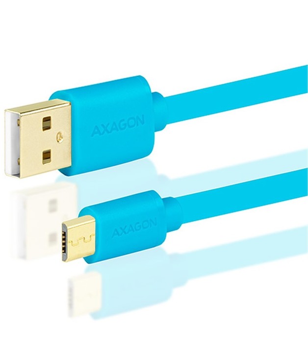 AXAGON BUMM-AM15QL, HQ Kabel Micro USB - USB A, datový a nabíjecí 2A, modrý, 1.5 m_1661433134