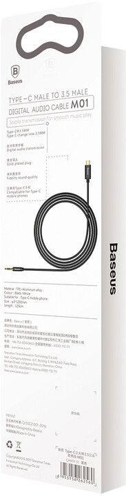BASEUS kabel audio Yiven Series, USB-C - Jack 3.5mm, M/M, 1.2m, černá_237588629