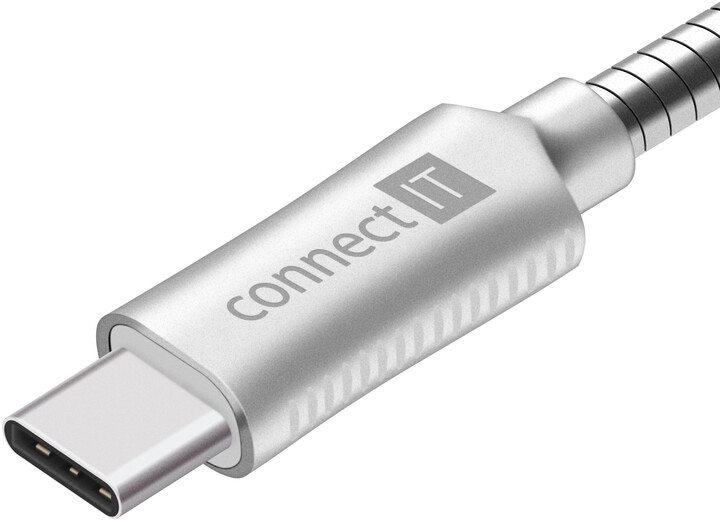 CONNECT IT Wirez Steel Knight USB-C (Type C) - USB-A, metallic silver, 2,1A, 1 m_682051427
