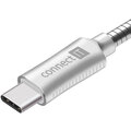 CONNECT IT Wirez Steel Knight USB-C (Type C) - USB-A, metallic silver, 2,1A, 1 m