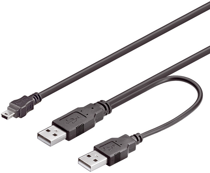 PremiumCord USB 2.0 napájecí Y kabel A/M -- A/M + A/M mini 0.5m + 0.4m_1490607241