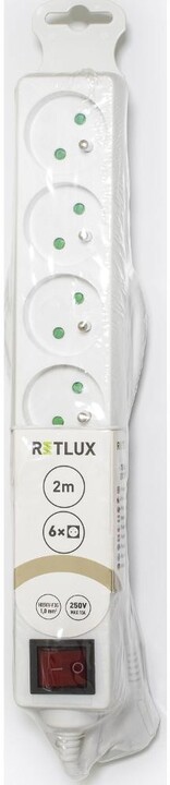 Retlux prodlužovací přívod RPC 32, 6 zásuvek, s vypínačem, 2m, bílá_266283315