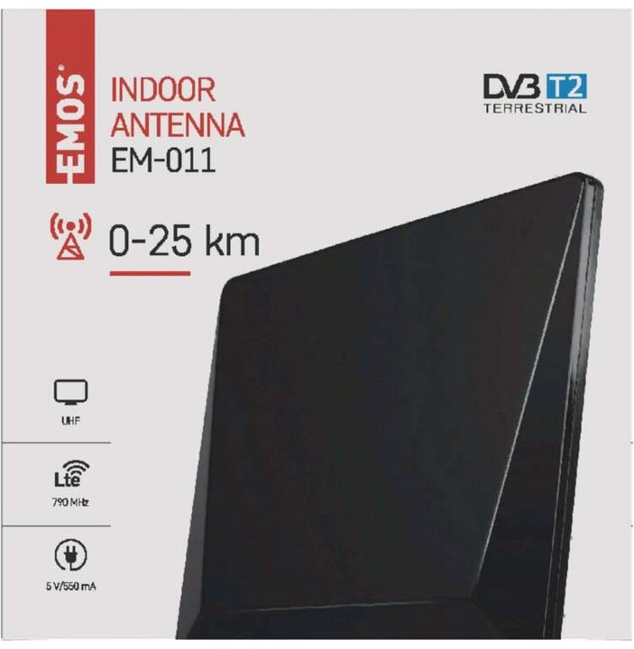 Emos EM-011, 0–25 km DVB-T2, pokojová