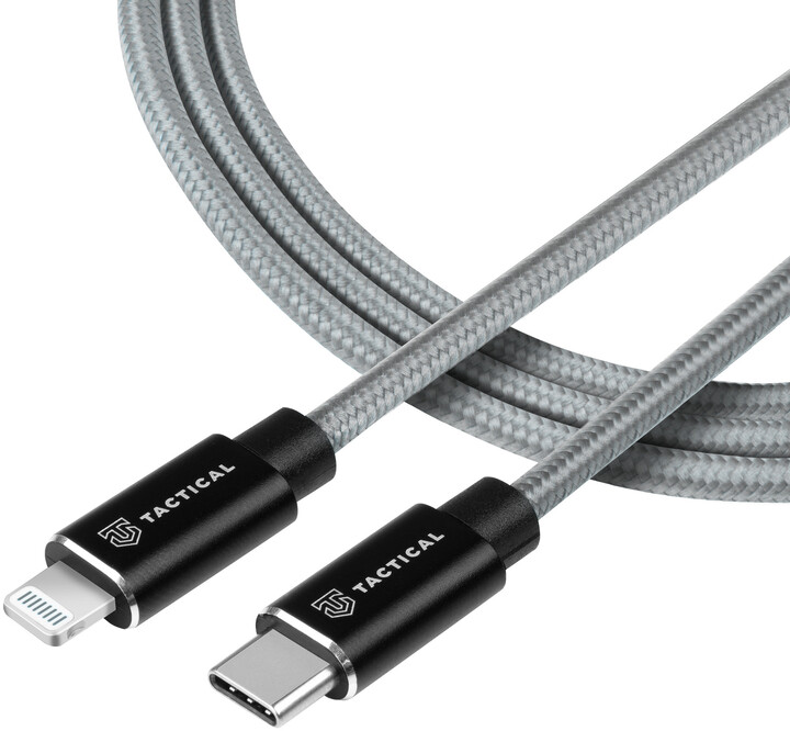 Tactical kabel Fast Rope Aramid USB-C - Lightning, MFI, 1m, šedá_26508569