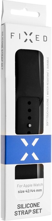 FIXED silikonový řemínek pro Apple Watch 42/44/45mm, 2 délky, světle modrá_580244115