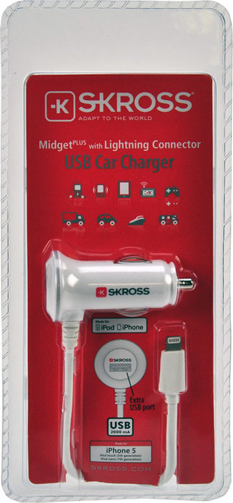 SKROSS USB nabíjecí autoadaptér, integrovaný kabel Apple Lightning + 1x 1000mA_83591303