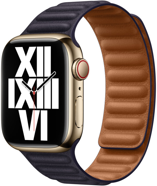 Apple Watch řemínek kožený tah 41mm, M/L, inkoustově fialová_2107546911