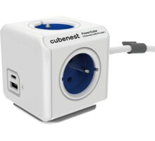 Cubenest PowerCube Extended prodlužovací přívod 1,5m, 4 zásuvky + USB A+C PD 20 W, modrá 6974699970835