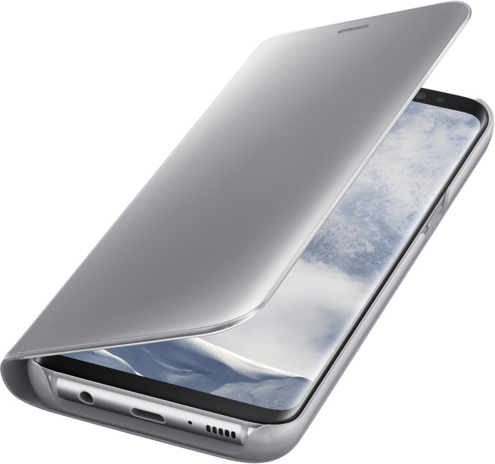 Samsung S8 Flipové pouzdro Clear View se stojánkem, stříbrná_1481562184