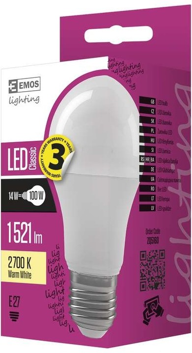Emos LED žárovka Classic A60 14W E27, teplá bílá_918591157