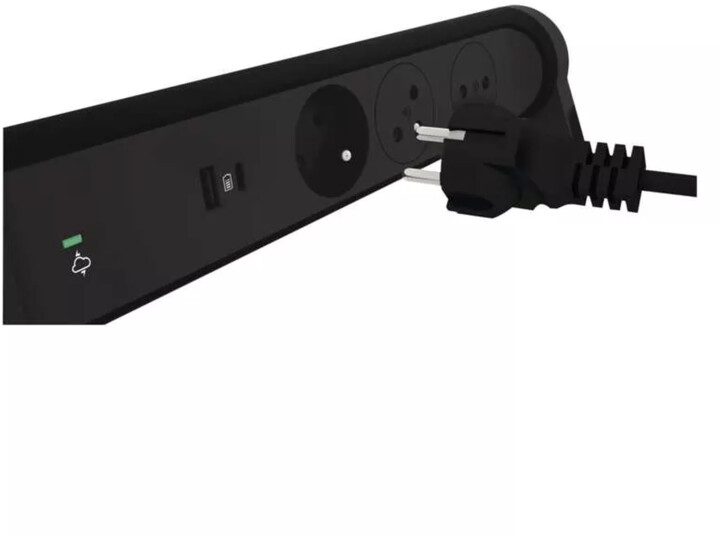 Legrand přepěťová ochrana, 3 zásuvky, USB-A, USB-C, 1.5m, černá_1134000675