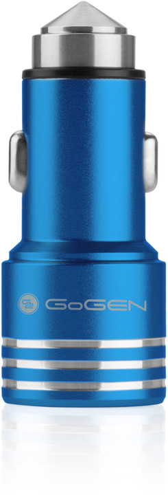 GoGEN autonabíječka, kovový bezpečnostní hrot, 2x USB, modrá_553377305