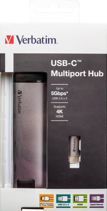Verbatim USB-C multiport hub USB 3.1 GEN 1/2xUSB 3.0/HDMI/RJ45_734296867