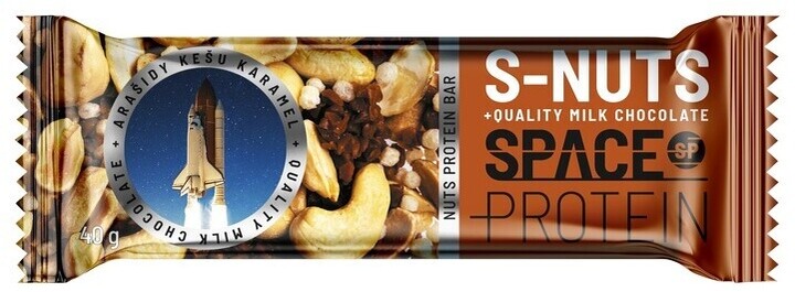 Space Protein S-Nuts, tyčinka, proteinová, oříšky/slaný karamel/čokoláda, 30x40g