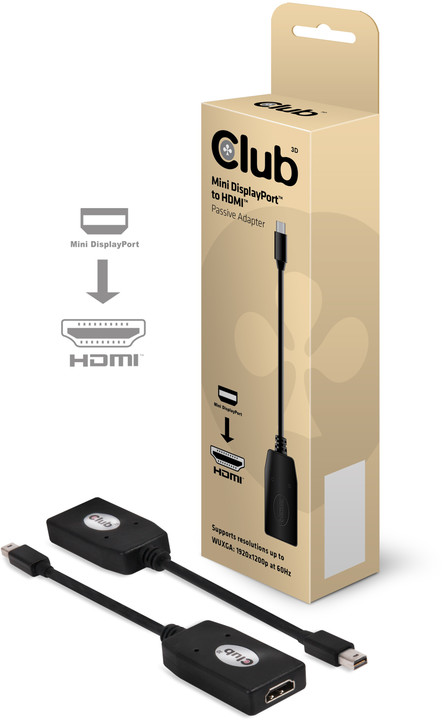 Club3D Mini DisplayPort 1.2 na HDMI 1.3, pasivní adaptér, 18cm_980964456