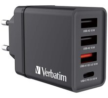 Verbatim síťová nabíječka, 3x USB-A, USB-C, 30W, černá 49700