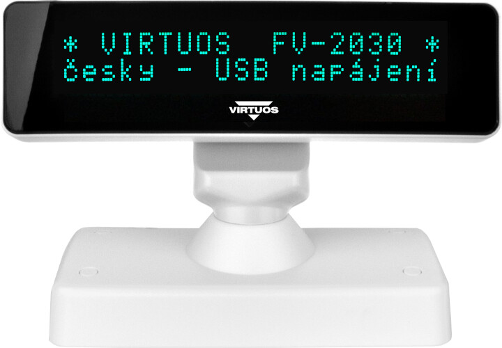 Virtuos FV-2030W - VFD zákaznicky displej, 2x20 9mm, USB, bílá_43303773