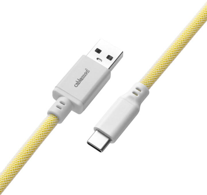 CableMod Classic Coiled Cable, USB-C/USB-A, 1,5m, Lemon Ice_1337509890