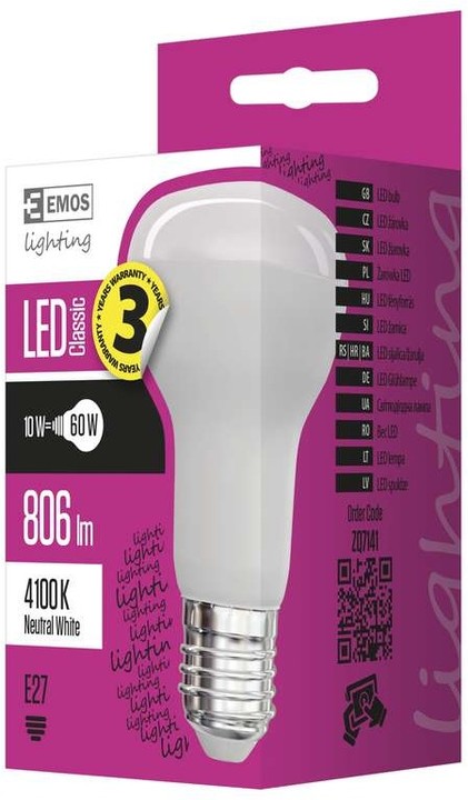 Emos LED žárovka Classic R63 10W E27, neutrální bílá_1567326717