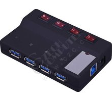 PremiumCord USB 3.0 Superspeed HUB 4-portový s napájením, vypínačem portu_2020329061