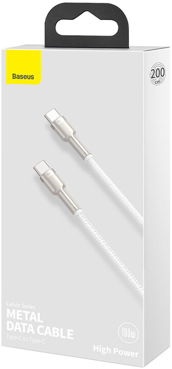 BASEUS kabel Cafule Series, USB-C, M/M, nabíjecí, datový, 100W, 2m, bílá_1722039804