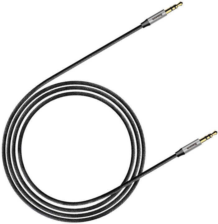 BASEUS kabel audio Yiven Series, Jack 3.5mm, M/M, 1m, stříbrná/černá