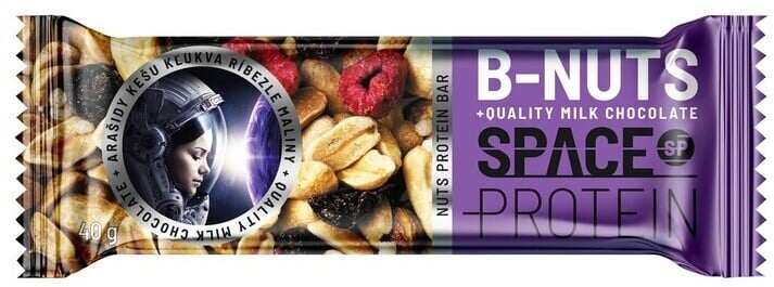 Space Protein B-Nuts, tyčinka, proteinová, oříšky/lesní plody/čokoláda, 40g
