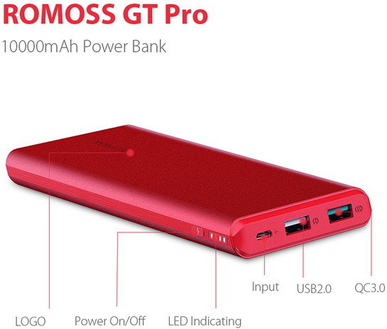 ROMOSS GT Pro NB10 Power Bank, 10000mAh, Ferrari Red_1890828098