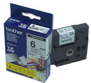 Brother páska - TZE-211, bílá / černá (6mm, laminovaná)_1984018071