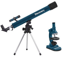 Discovery Scope 2, mikroskop + dalekohled, modrá + kniha „Vesmír. Neprázdná prázdnota“