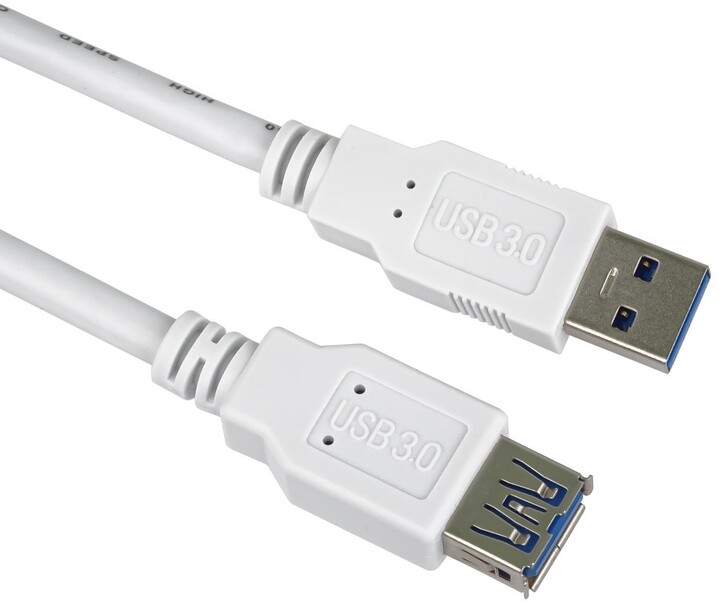PremiumCord prodlužovací kabel USB-A 3.0, 0.5m, bílá_1986631893