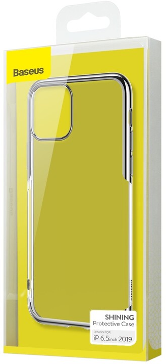 BASEUS Shining Series gelový ochranný kryt pro Apple iPhone 11 Pro Max, stříbrná_1043595655